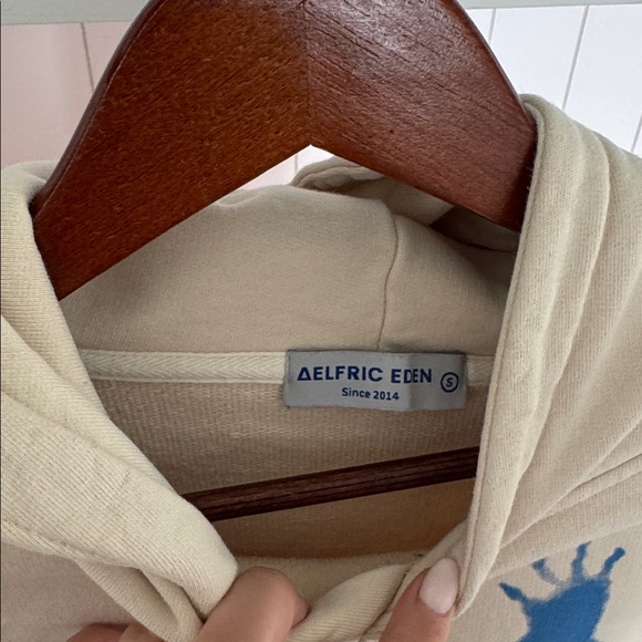 Aelfric Eden Tan Hoodie with Blue Graphic - Picture 2 of 3